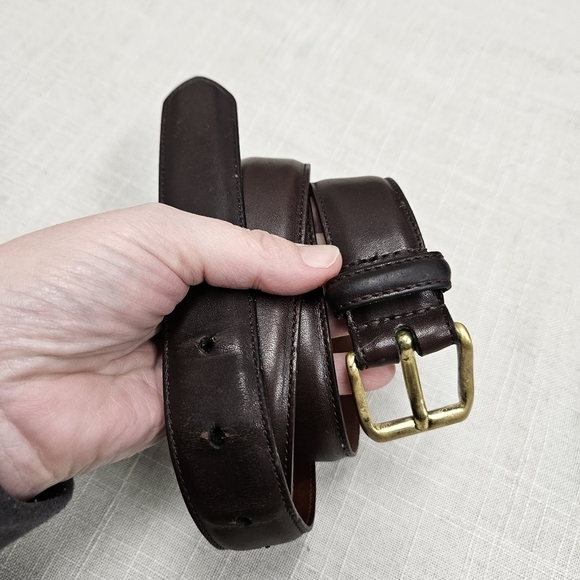 Coach Brown Belt Solid Leather Neutral Minimalist Office Business Casual size 38 - Picture 1 of 16